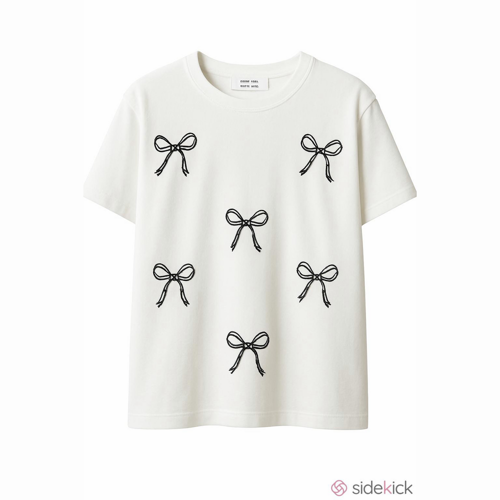 Jane & Delicacy 100% Cotten embroidered Bow tee shirt.